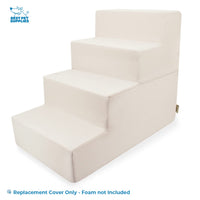 Best Pet Supplies Foldable Pet Stairs Cover for Foam Dog Ramps, Replacement Slip with Non-Slip Step Surface, Plush and Soft Fabric, Provides Paw Traction and Stability - Ivory, 4-Step