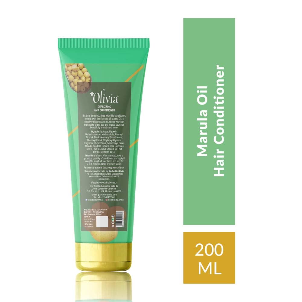 Olivia Defrizzing Hair Conditioner with Marula Oil | Deep Nourishing Conditioner for Frizzy Hair | Prevents Damaged and Dry Hair | Paraben-Free Formula for Men & Women - 200ml