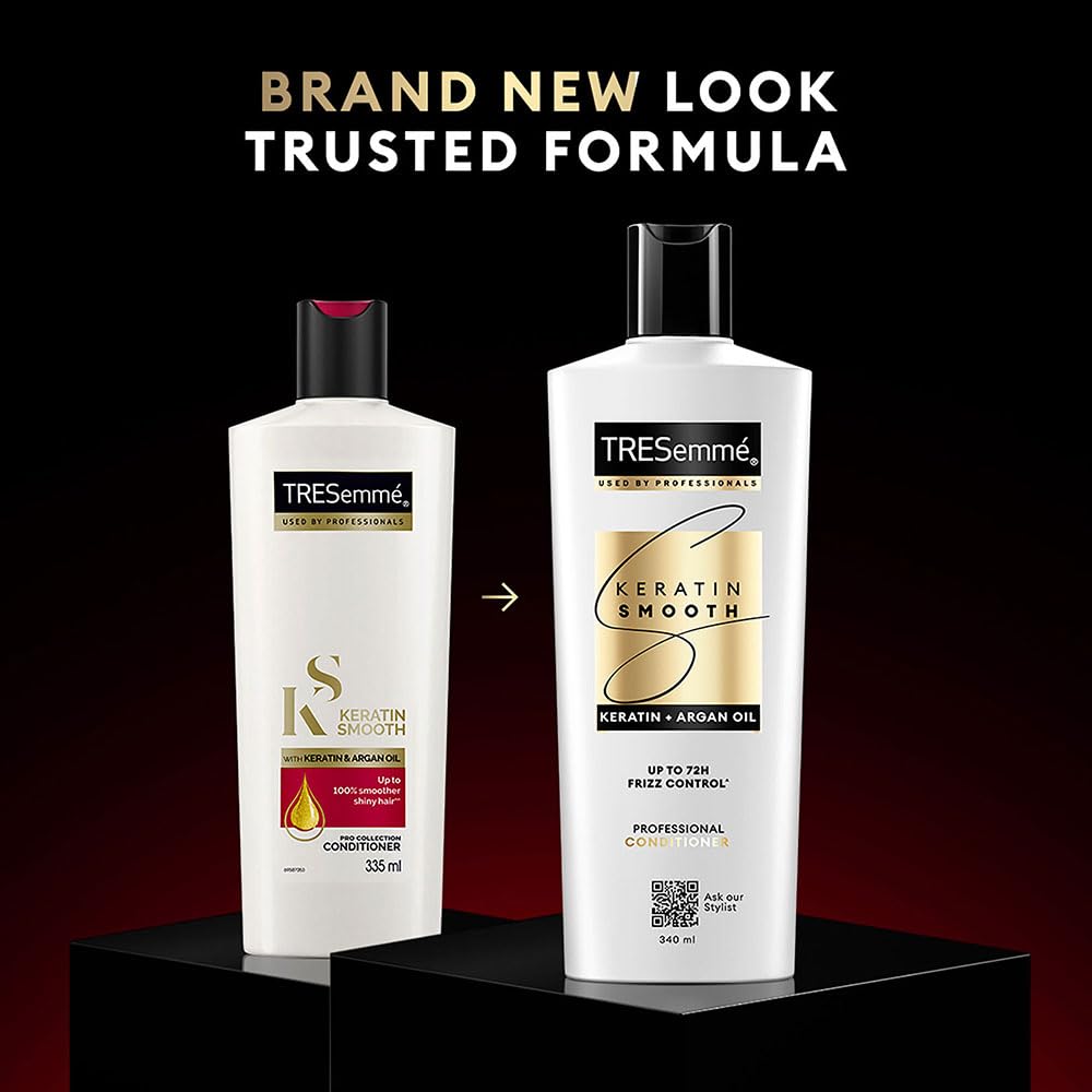 TRESemme Keratin Smooth, Conditioner, 190 Millilitre, For Smoother, Shinier Hair, With Keratin & Moroccan Argan Oil, Nourishes & Controls Frizz, Up To 72 Hours, For Men & Women
