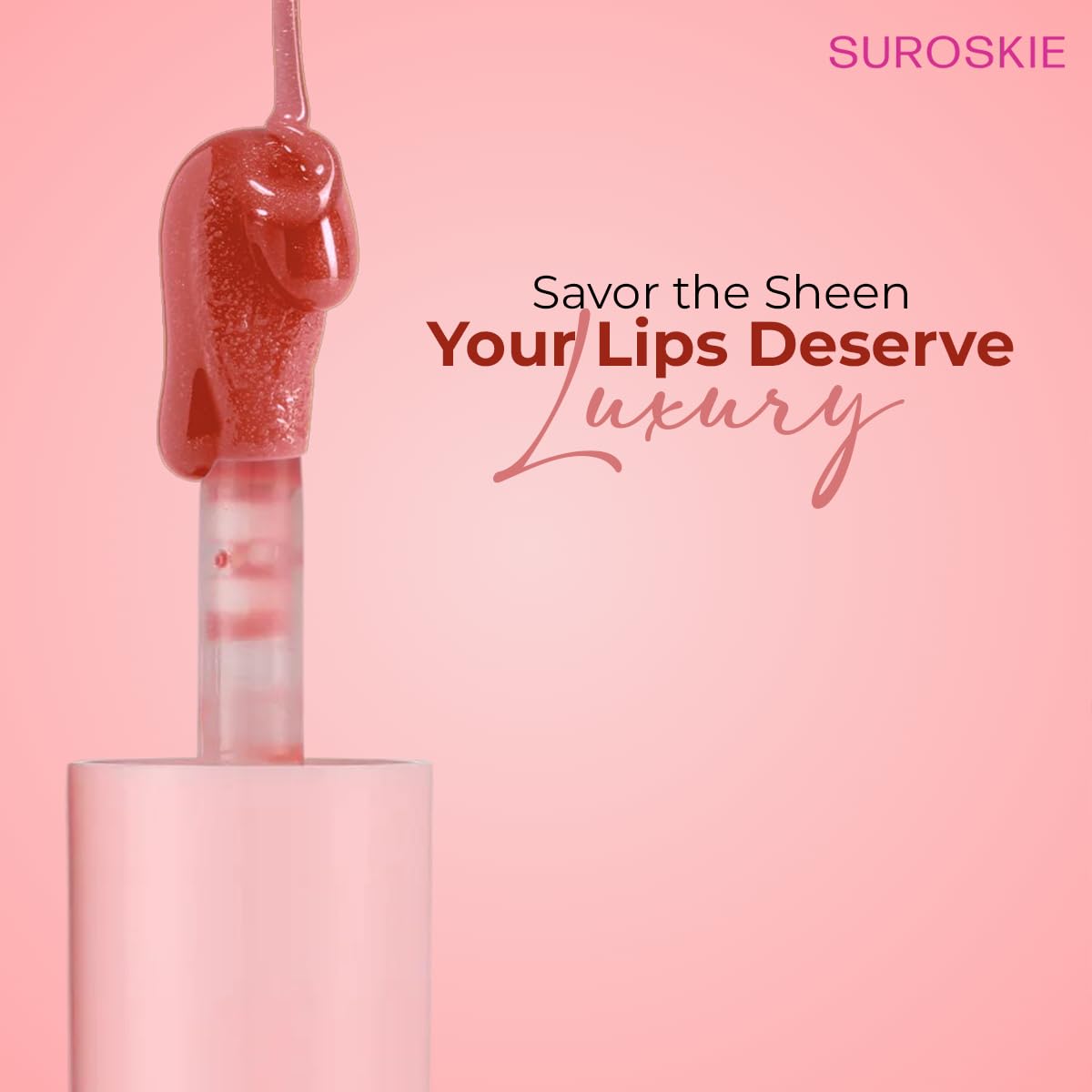 Suroskie Lip Oil Dessert Drip Souffle Sheen (Nude, 3.5Ml) | 2-In-1 Formula | Deep Hydrating Gloss | Upto 12 Hrs | High Glossy Shine | Avocado & Shea Butter | Non-Sticky | Korean Lip Gloss For Women
