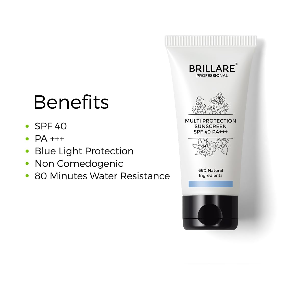 Brillare Multi-Protect Sunscreen SPF 40, PA+++, 100% Natural Sunscreen With Soy, Shea & Rapeseed, (50 GM)