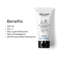 Brillare Multi-Protect Sunscreen SPF 40, PA+++, 100% Natural Sunscreen With Soy, Shea & Rapeseed, (50 GM)