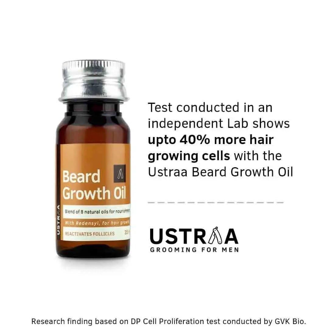 Ustraa Beard Growth Oil - 35ml - More Beard Growth, With Redensyl, 8 Natural Oils including Jojoba Oil, Vitamin E, Nourishment & Strengthening, No Harmful Chemicals
