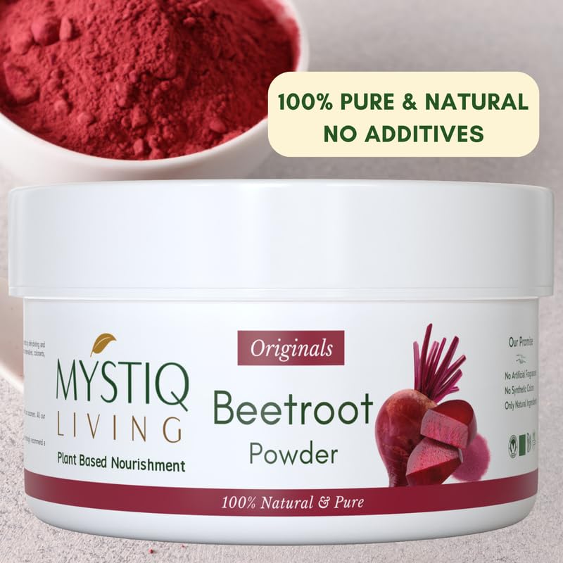 Mystiq Living Beetroot Powder | 100% Pure Organic Beetroot Powder - 100g
