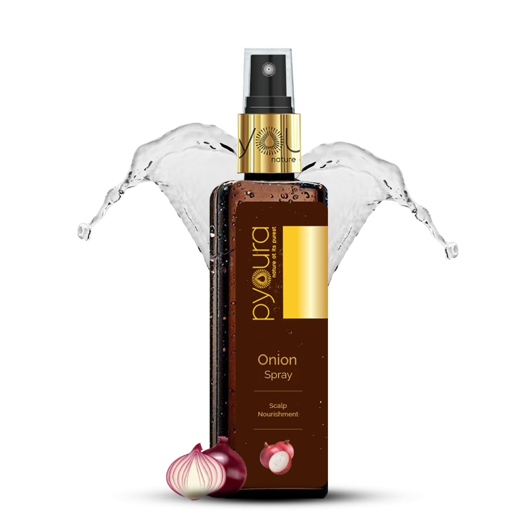 PYOURA Hair Fall & Repair Onion Spray, Helps Hair Growth & Reduce Loss, Natural Keratin Enhancer Serum for Nourished Scalp, Ayurvedic Non Sticky Herbal Ayurvedic Mist, 100 ml