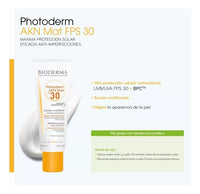 Bioderma Photoderm AKN Mat SPF 30 Mattifying Anti-Blemish Sunscreen Combination Acne-Prone Skin. 40ml
