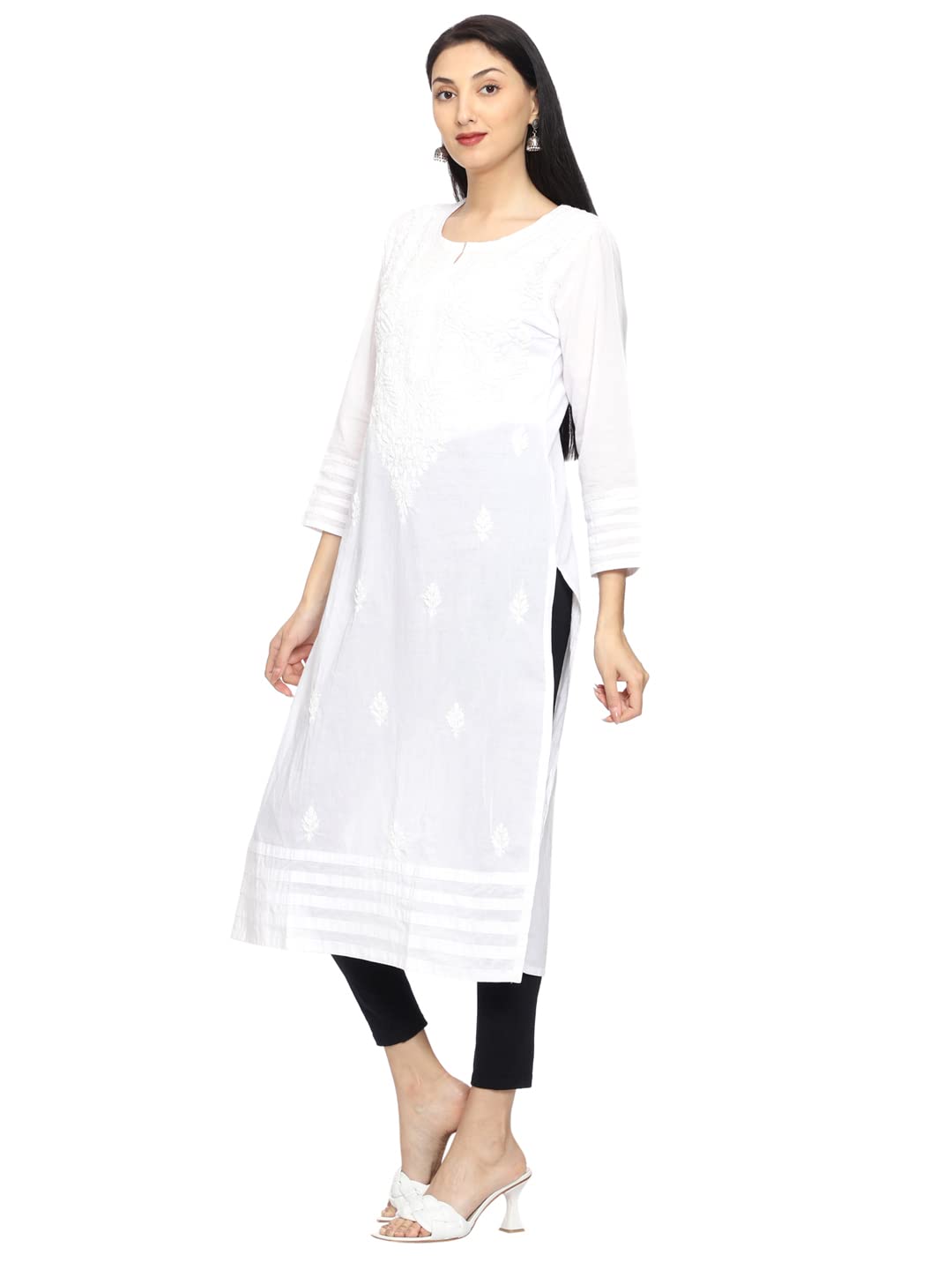 Ada Needlecraft Lucknowi Chikankari Pure Cotton Kurti Kurta for Women