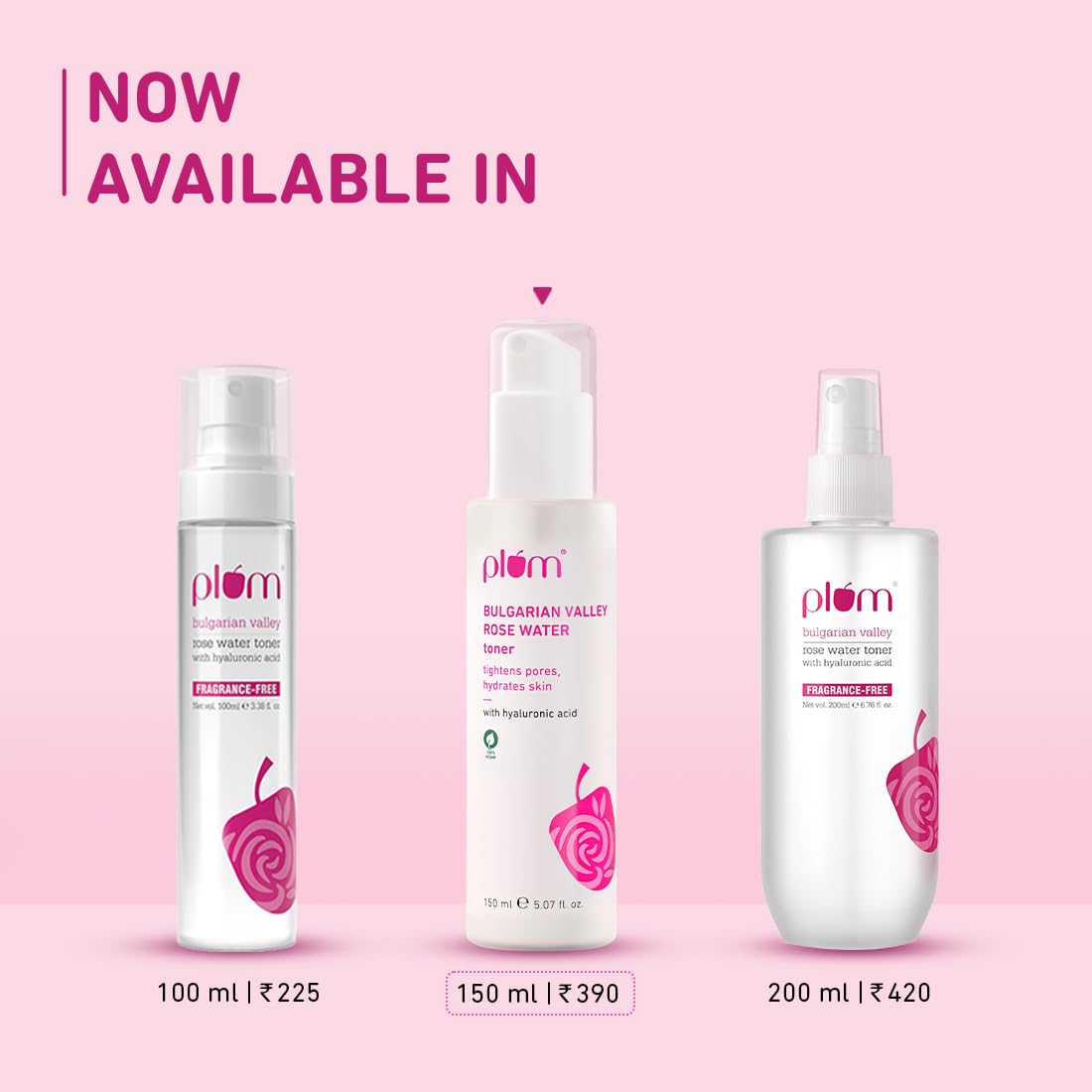 Plum Bulgarian Valley Rose Water Face Toner | for Oily Acne Prone Dry Combination Skin | with Hyaluronic Acid | Hydrating & Pores Tightening | Balances pH Levels | Alcohol-Free | Women & Men | 150ml