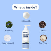 WishCare Multi Peptide Anti Hairfall Shampoo – Paraben & Sulphate Free Shampoo for Women & Men with Rice Water, Rosemary, Hyaluronic Acid & Caffeine for Hairfall Control 250ml