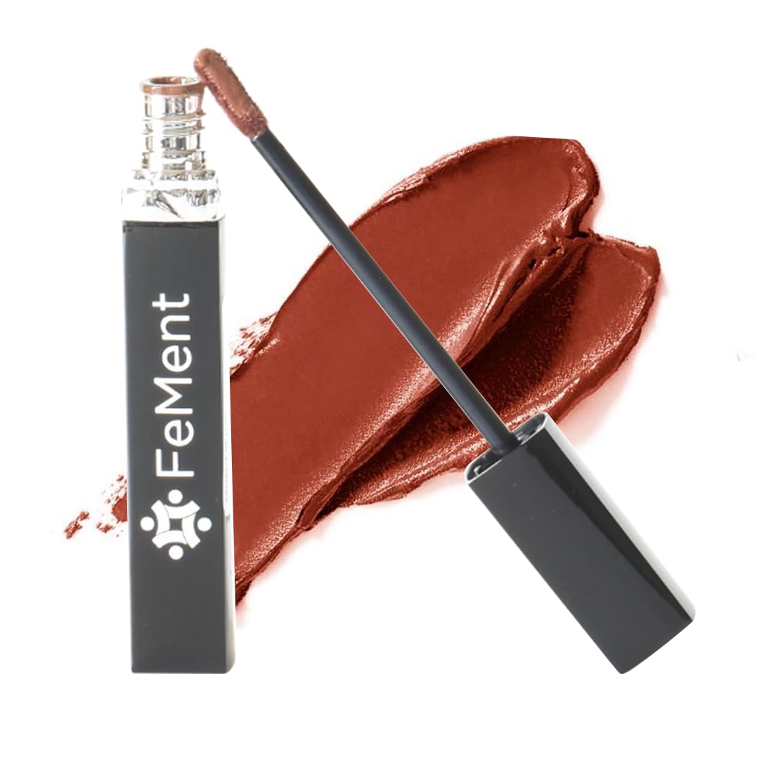FeMent Clean Beauty Matte Liquid Lipstick For Women, Highly Pigmented, Long Lasting, TransferProof, Lip Makeup, Smudge Proof - 6.5 ML (DRIP)
