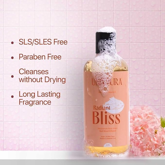 Uniqura Oud Body Wash Value Pack With Niacinamide, Aloe Vera & Vitamin E, Tan Removal & Hydrating Body Wash,Prevents Dryness & Gently Cleanses,Shower Gel for Men & Women, Paraben Free (300ml Each)