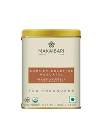 Makaibari Summer Solistics Mascatle | 100 gm Tin caddy | Second Flush Black | Summer Tea | Strong Black Tea