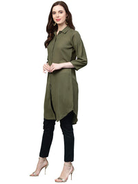 Jompers Women's  A-Line Crepe Georgette Kurta (Blue)