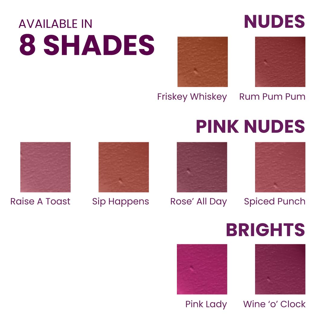 Typsy Beauty ON 'n' OFF Lipstick & Eraser | 12 Hr Stay Creamy Matte Formula (Pink) | Smudge & Transfer Proof | Nourishing Remover Oil & Leave-On Mask | Vegan | 8 shades | 2.5 ml x 2.5 ml