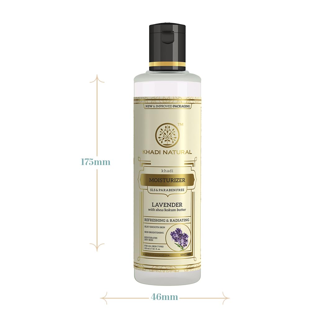 KHADI NATURAL Lavender Herbal Moisturizer With Shea/Kokum Butter| Body Lotion| SLS and Paraben Free| 210 ml