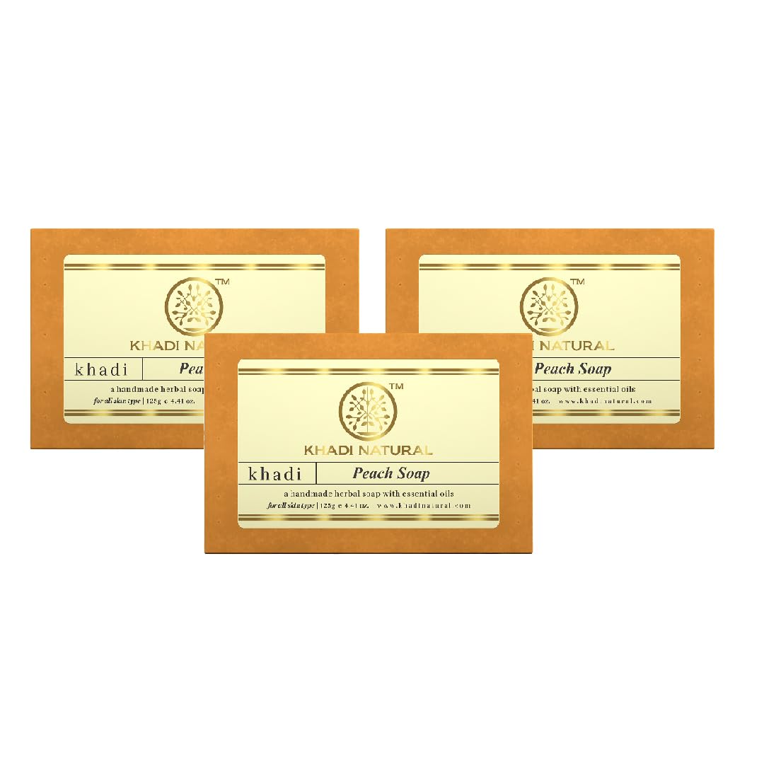 KHADI NATURAL Herbal Peach Soap, 125 g (Pack of 3)