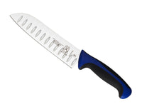 Mercer Culinary Millennia Colors 7-Inch Granton Edge Santoku Knife, Blue
