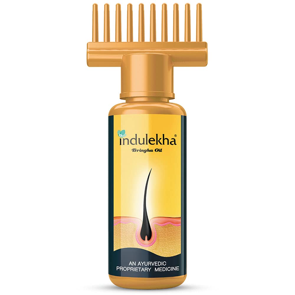 Indulekha Bringha Ayurvedic Hair Oil 50 ml, Hair Fall Control and Hair Growth with Bringharaj & Coconut Oil - Comb Applicator Bottle for Men & Women & Ayurvedic Shampoo 100 ml