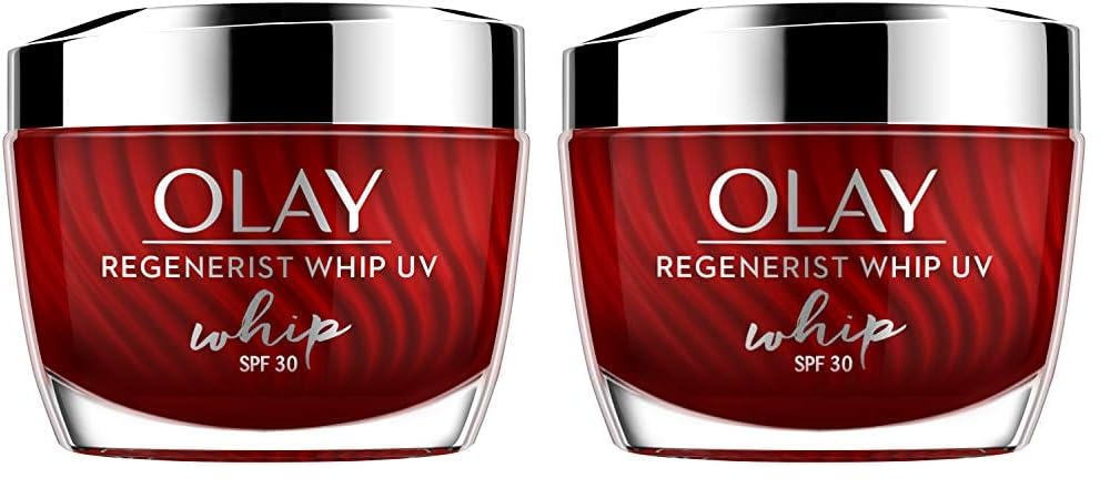 Olay Regenerist Whip Cream with SPF30 | Ultra Lightweight | Hydrated, Plump, Bouncy Skin | With Hyaluronic Acid, Niacinamide and Peptides | Normal, Oily, Dry, Combination Skin | 50g (Pack of 2)