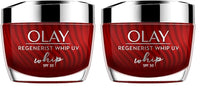 Olay Regenerist Whip Cream with SPF30 | Ultra Lightweight | Hydrated, Plump, Bouncy Skin | With Hyaluronic Acid, Niacinamide and Peptides | Normal, Oily, Dry, Combination Skin | 50g (Pack of 2)