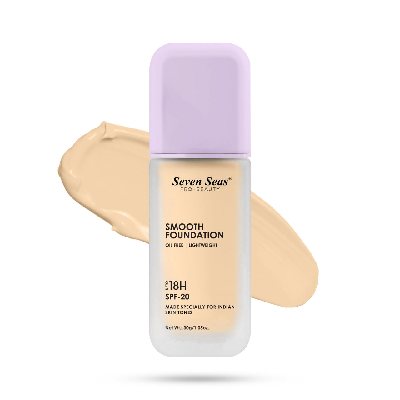 Seven Seas Smooth Foundation | Oil Free | Lightweight | Long Lasting Foundation for Face Makeup | SPF-20 (Nude, 30G)