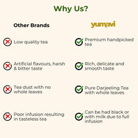 Yumavi First Flush Darjeeling Tea - 50+ Cups (100g) | No HARMFUL PET jars or Plastic | Loose Leaf Black Tea - Flowery, Aromatic & Delicious | Champagne Of Teas | Mellow & Fragrant | Direct From India