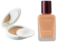 Lakmé Perfect Radiance Skin Lightening Sheer Compact Powder, & Lakmé Perfecting Matte Liquid Foundation (Unit - 1)