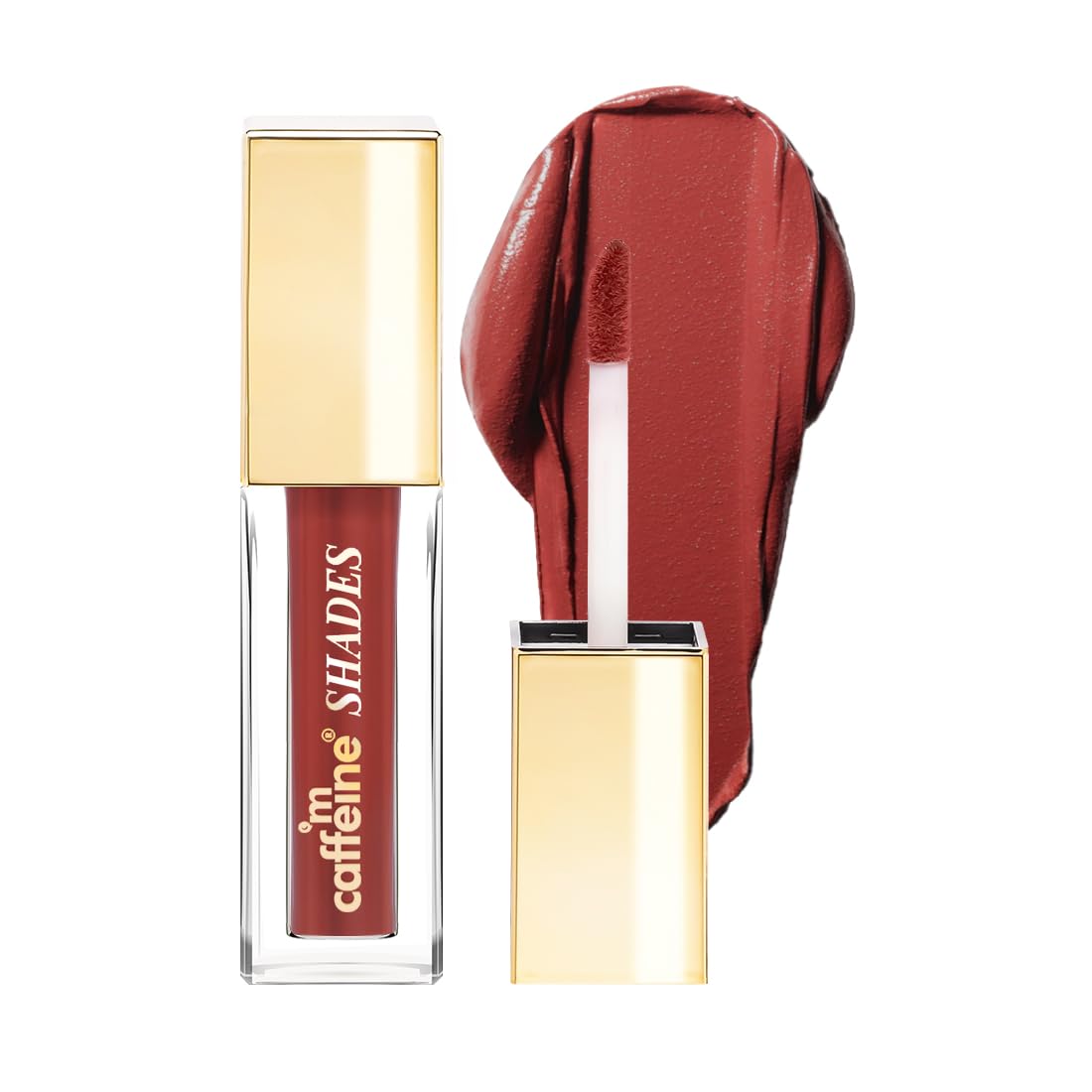 mCaffeine Shades Velvet Blur Matte Liquid Lipstick | 12 Hrs Intense Stay | Lightweight & Non-drying, Blurs Lip Creases | Transferproof & Smudgeproof | Lipstick for Women | 4 ml - Passionate Crimson (Rosewood)