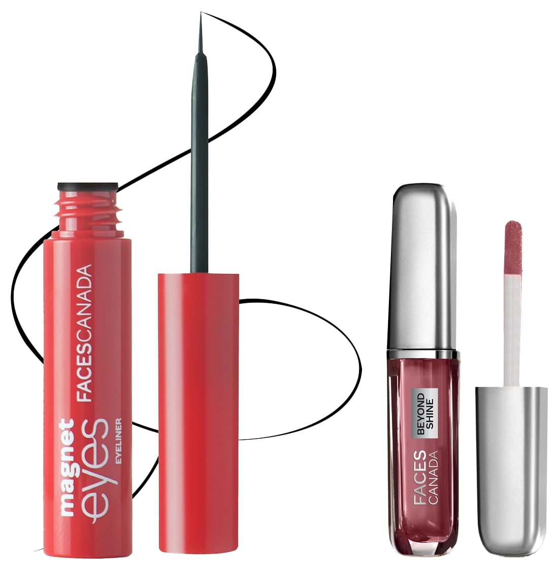 FACESCANADA Lip Gloss Baebe 03 (Glossy) & FACESCANADAMagneteyes Eyeliner - Black, 3.5ml