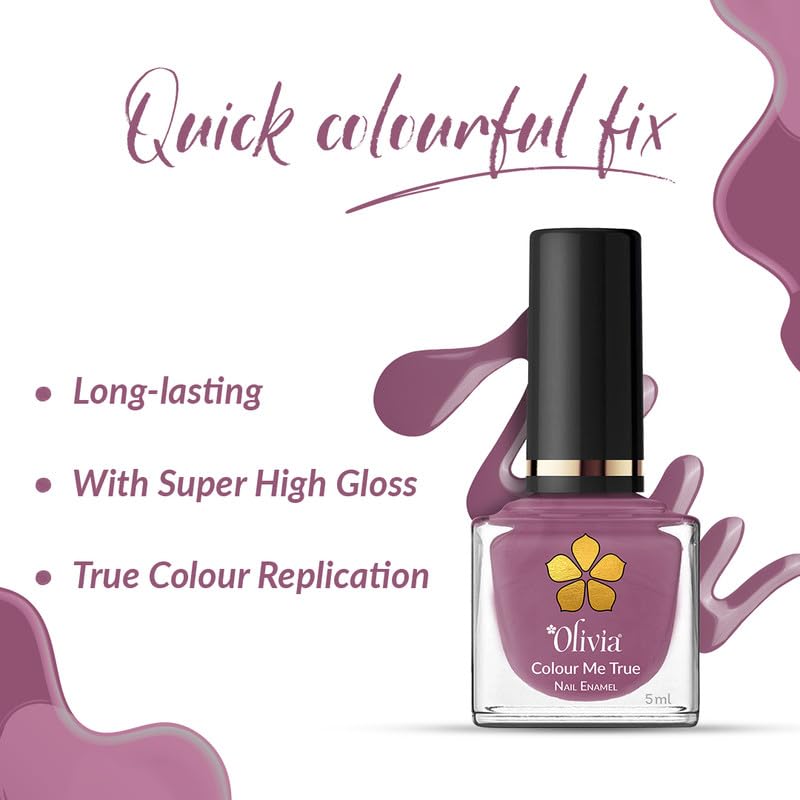 Olivia Nail Paint for Glossy Finish - 5ml (7 Light Mauve)