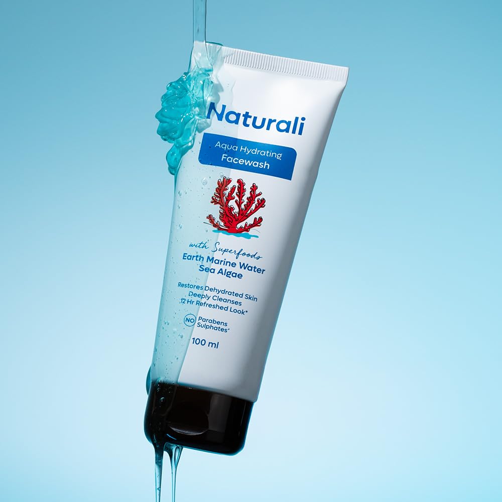 Naturali Aqua Hydrating Face Wash With Earth Marine Water & Sea Algae | Deeply Cleanses | Restores Dehydrated Skin | Sulphate & Paraben Free | 100ml