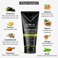Globus Naturals Charcoal Face Scrub Enriched with Tea Tree, Retinol & Lactic Acid for Exfoliation, Acne & Blackhead Removal, 100 gm