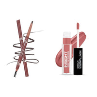 INSIGHT COSMETICS SMUDGE FREE EYEBROW PENCIL (Brown) & Insight Non Transfer Lip Color Combo