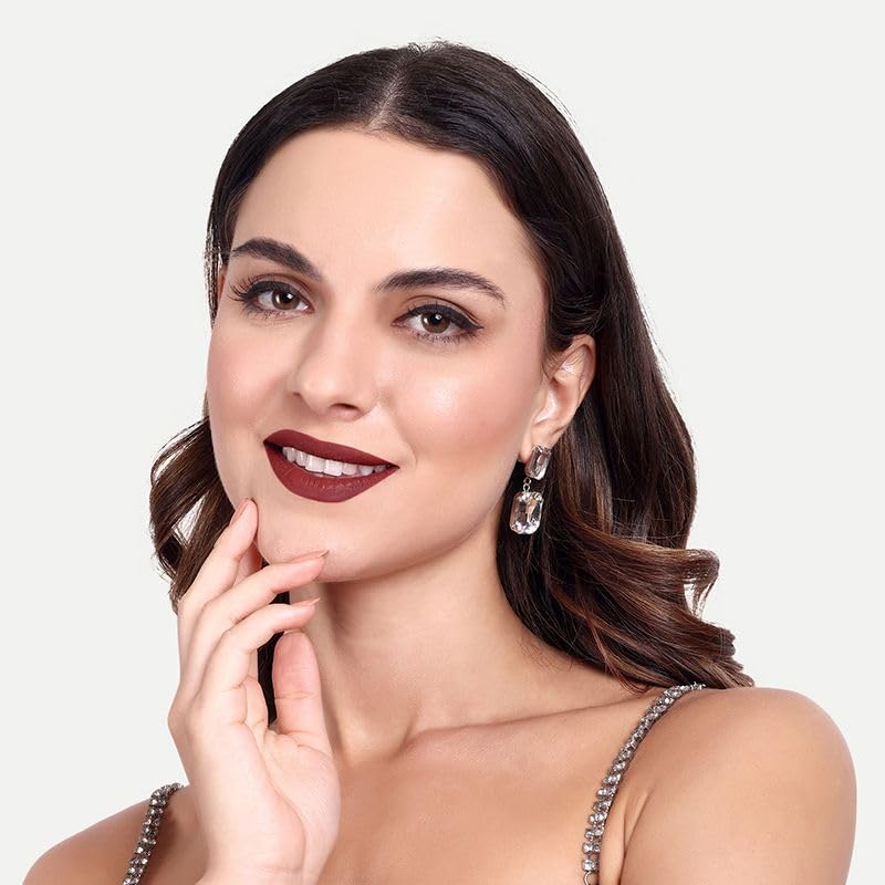 FeMent Clean Beauty Matte Liquid Lipstick For Women, Highly Pigmented, Long Lasting, TransferProof, Lip Makeup, Smudge Proof - 6.5 ML (LIT)