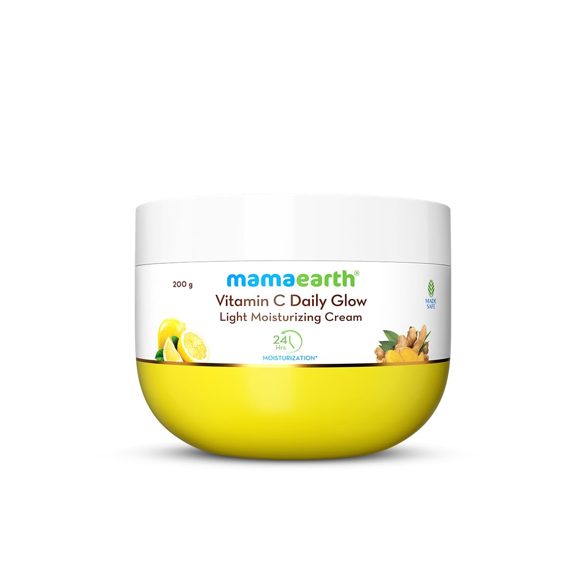 Mamaearth Vitamin C Daily Glow Light Moisturizing Cream with Vitamin C & Turmeric 200g | For Face, Hand & Body | 24H Moisturization | Quick Absorbing, Non-Greasy | Soft Moisturizer