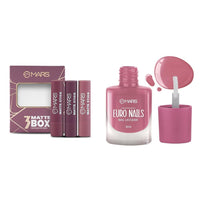 MARS Matte Box Set of 3 Lipsticks for Women | Long-Lasting | Smooth Finish | Moisturising | One Swipe Pigmentation (3x3.2 gm) (03-Plum) EURO Nail Lacquer (6.0 ml) (Shade-14)