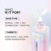 L'OREAL PARIS Brightening Serum, 1% Glycolic Acid, 2% Niacinamide Serum, Visibly Minimizes Spots, Reveals Even Skin Tone, Glycolic Bright Skin, 15ml (Pack of 2)