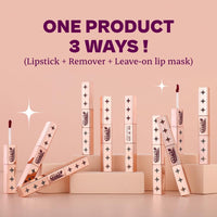 Typsy Beauty ON 'n' OFF Lipstick & Eraser | 12 Hr Stay Creamy Matte Formula (Pink) | Smudge & Transfer Proof | Nourishing Remover Oil & Leave-On Mask | Vegan | 8 shades | 2.5 ml x 2.5 ml