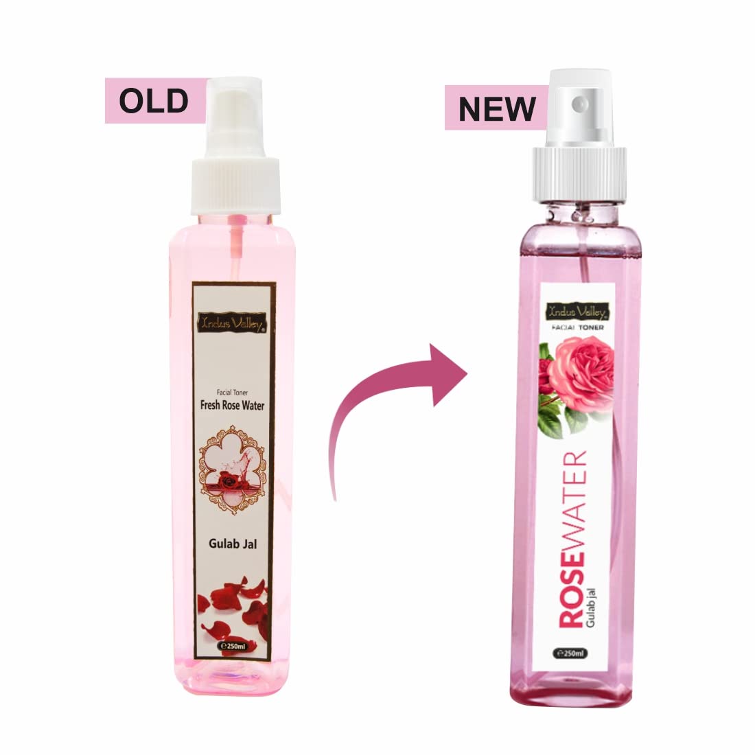 INDUS VALLEY Natural Rose Water/Skin Toner - Organic Gulab Jal- Chemical Free, Pack of 250 ml