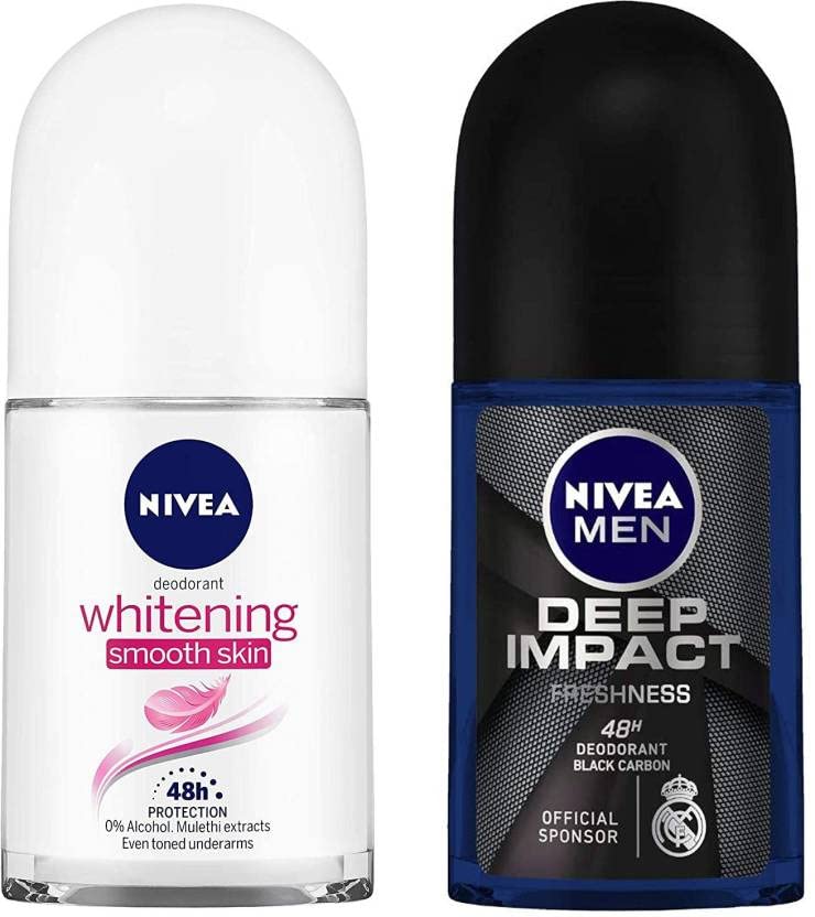 NIVEA Deep Impact & Whitening Smooth Roll on Deodorant Roll-on - For Men & Women (100 ml, Pack of 2)