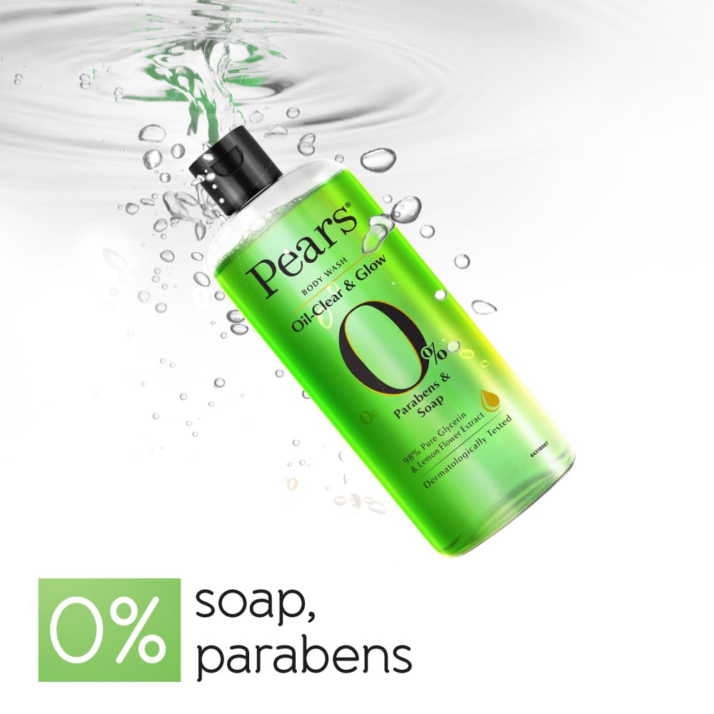 Pears Oil Clear & Glow Shower Gel, With 98% Glycerine, 100% Soap Free, Paraben Free, 250 ml