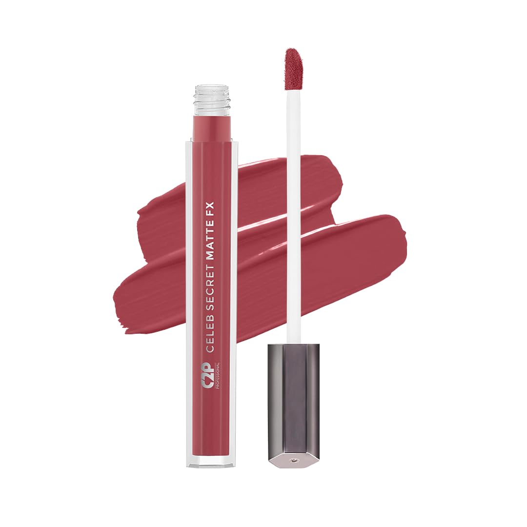 C2P Pro Liquid Lipstick Waterproof Matte Orange Lipsticks for Women | Long Lasting Smudge Proof | Infused with Argan Oil, Vitamin E | Cruelty Free, Vegan - Celeb Secret (Liquid Lipstick Alia, 2 ml)