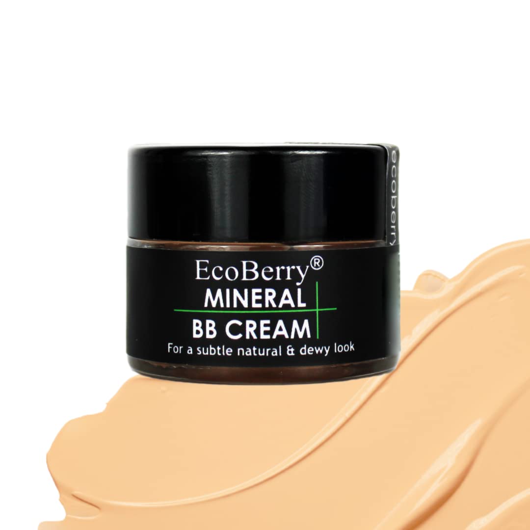 EcoBerry Mineral BB Cream For All Skin Tones, Acne Prone Skin, Subtle Natural Look, Light Weight, Non-Greasy, Organic, Natural, Alcohol Free, Sulphate Free, 15g
