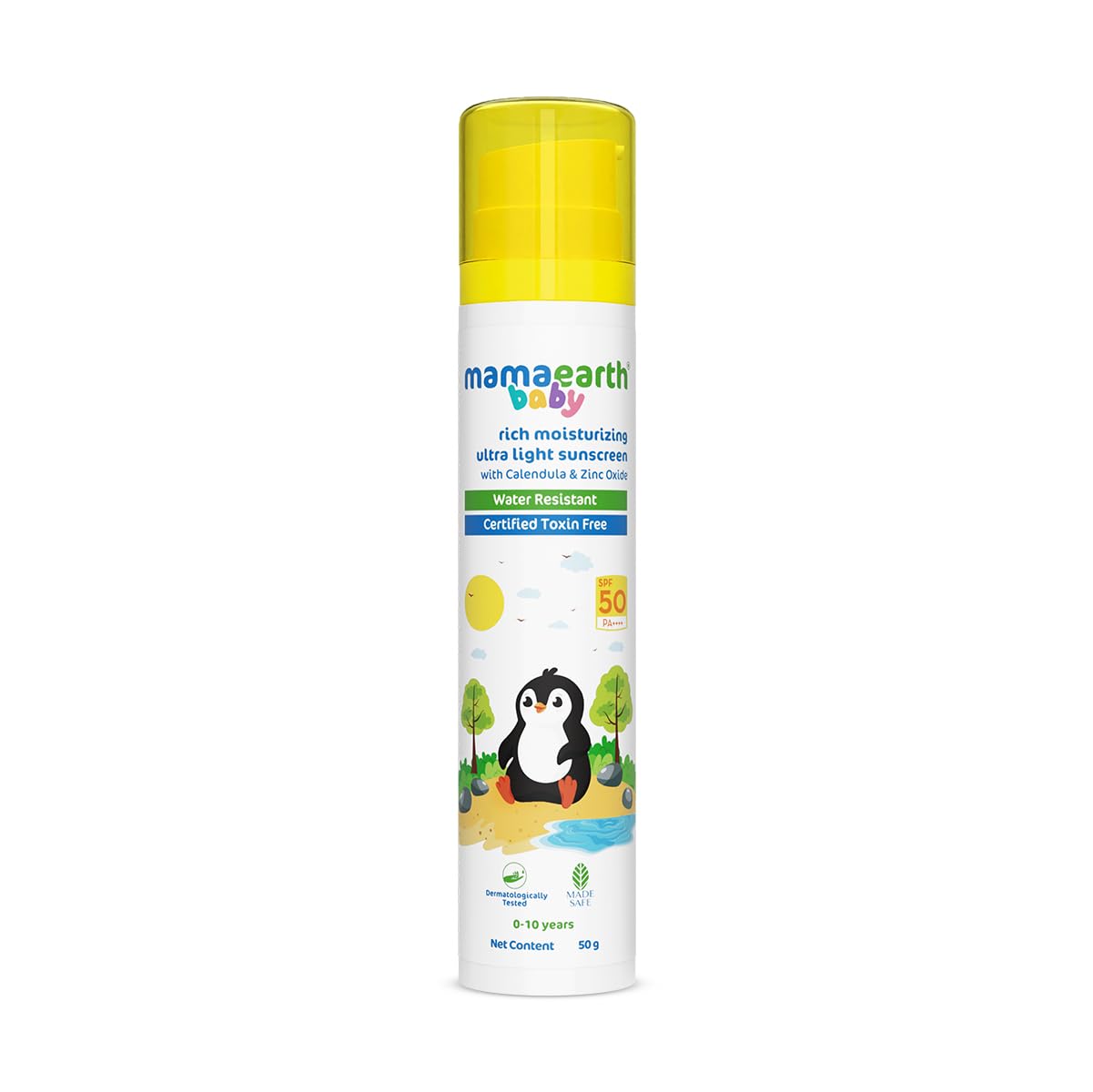 Mamaearth Baby Rich Moisturizing Ultra Light Sunscreen-50g SPF 50 & PA++++|Water Resistant|Lightweight & Moisturizing|Suits all Skin Type|Safe For Babies|Dermatological Tested|Hydrating Sun Protection