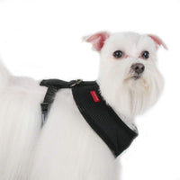Puppia Soft Dog Harness No Choke Over-The-Head Triple Layered Breathable Mesh Adjustable Chest Belt and Quick-Release Buckle, Black, X-Large