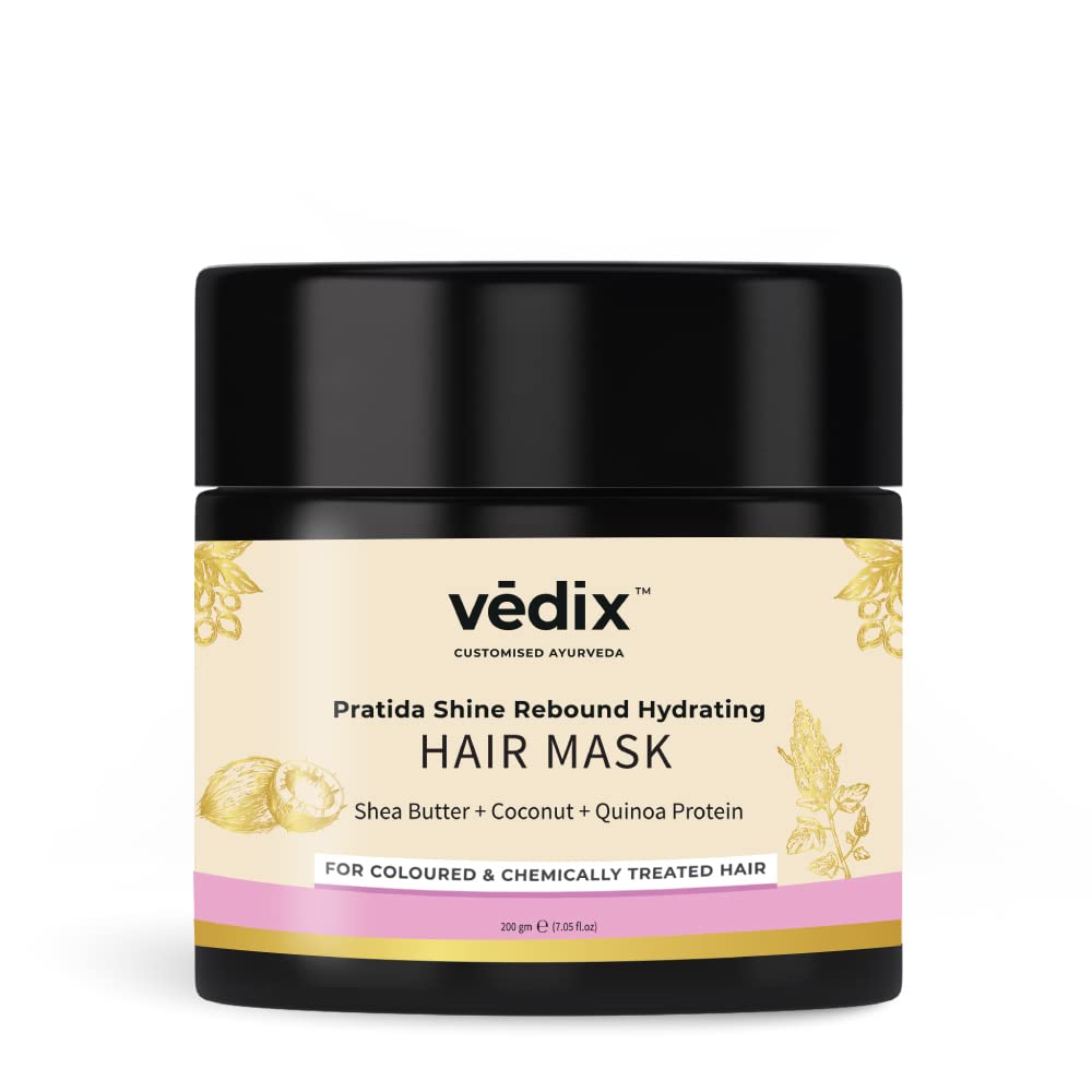 Vedix Ayurvedic Hair Mask For Hair Growth, Customized Pratida Shine Rebound Hydrating Hair Mask For Coloured & Chemically Treated Hair With Shea Butter + Coconut + Quinoa Protein - 200 Gram