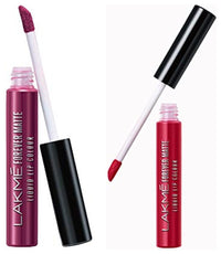 Lakmé Forever Matte Liquid Lip Colour, Wine Glow, 5.6ml & Lakmé Forever Matte Liquid Lip Colour, Red Revival, 5.6 ml