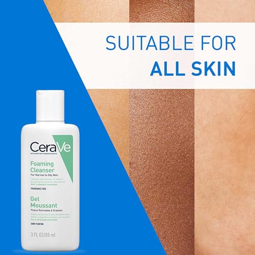 CeraVe Foaming Cleanser For Normal To Oily Skin (88ml) - Dermatologist-Developed Facewash | Non-Comedogenic And Fragrance-Free Cleansers For Acne-Prone Skin