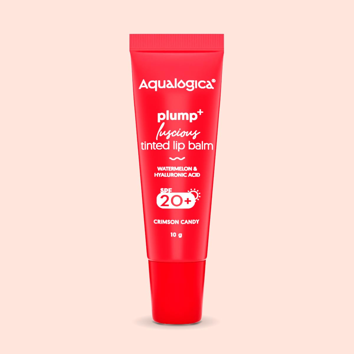 Aqualogica Plump+ Luscious Tinted Lip Balm for Men & Women - Lip Mask for Dry, Dark & Pigmented Lips with Watermelon & Hyaluronic Acid -10g (Crimson Candy)