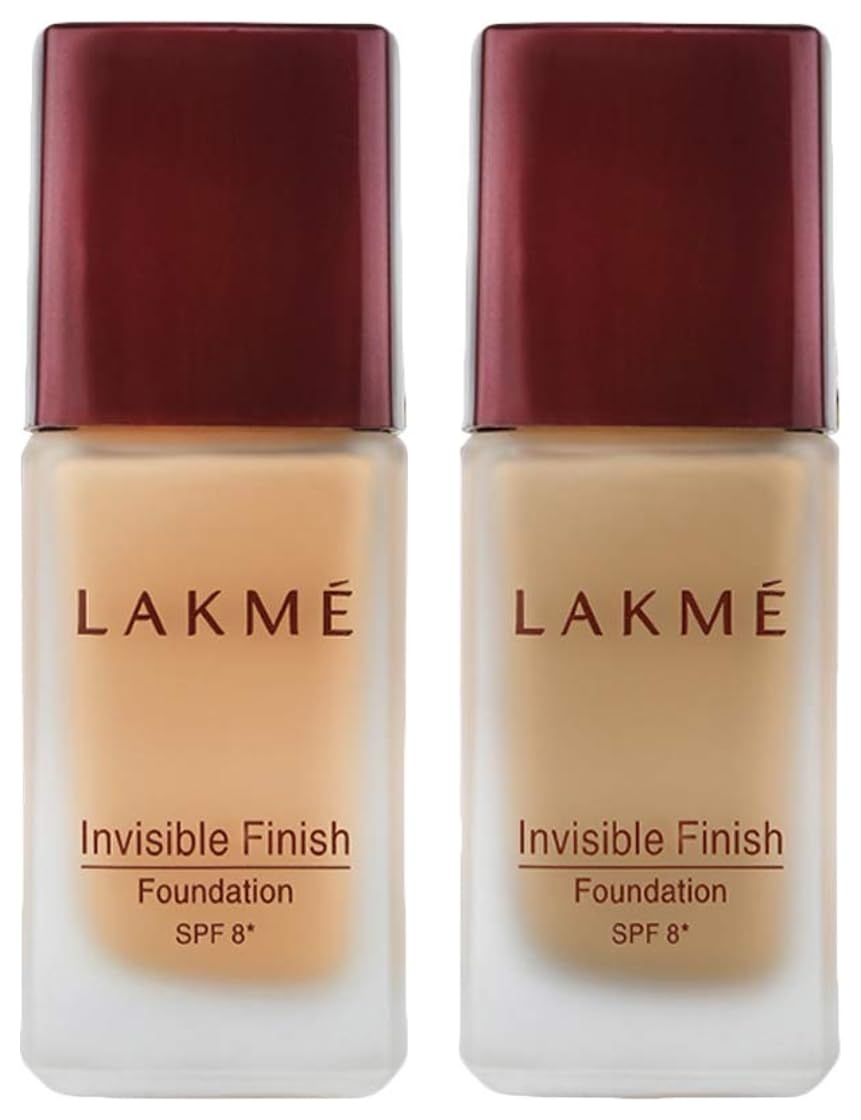 Lakmé © Invisible Finish Spf 8 Natural Liquid Light Coverage Foundation, Shade 01 For All Skin, 25Ml And Lakmé © Invisible Finish Spf 8 Coverage Foundation, Shade 02, 25Ml, 2 Count